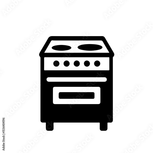 Stove Icon. A sleek and modern black and white icon depicting a kitchen stove or oven