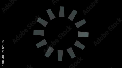 Rotating Circular Animation with Trapezoid Blades Featuring Continuous Ring Rotation Scanning Wave Lighting Pulsing Effects and Glowing White Cyan Gradient on Each Blade with Sequential Activation