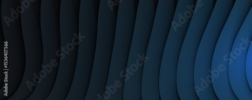 Dark Abstract Wavy Layers Background in Black Tones