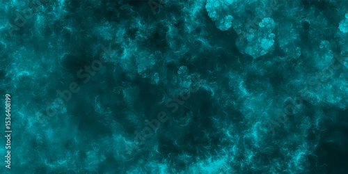 Abstract blue background with particles dark teal fractal smoke textured design. Minimalist background featuring a teal fractal pattern. 