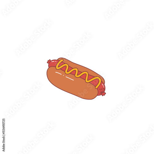 Cartoon hot dog with mustard vector illustration on white background
