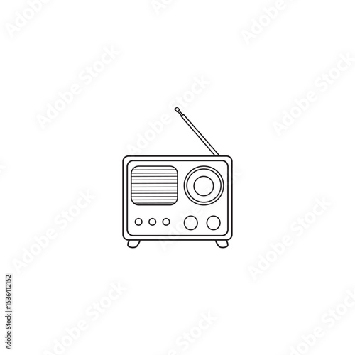 Retro radio outline icon classic vintage receiver vector illustration style