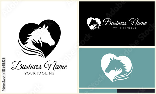 Horse Heart Logo Design Variations.