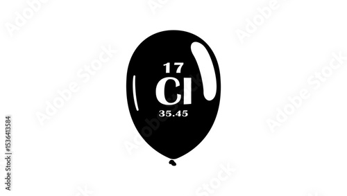 Chlorine chemical symbol, black isolated silhouette