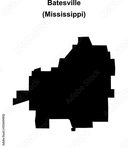 Batesville (Mississippi) blank outline map