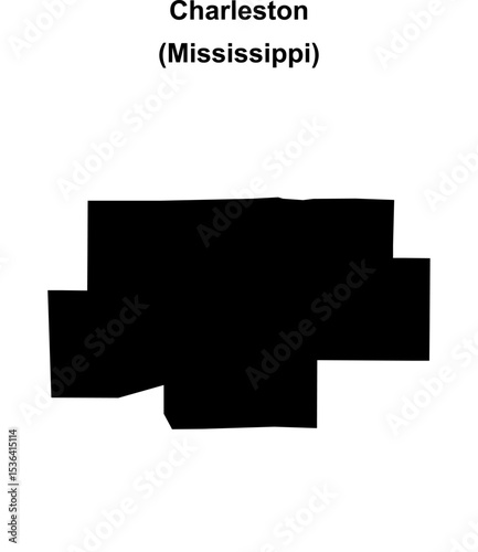 Charleston (Mississippi) blank outline map