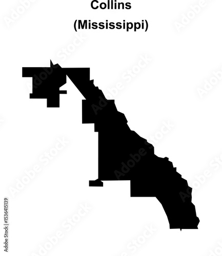 Collins (Mississippi) blank outline map