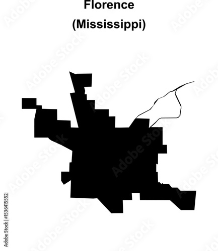 Florence (Mississippi) blank outline map