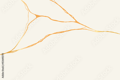 Japanese kintsugi gold crack effect. Luxury marble texture with golden lines. Modern vector illustration.