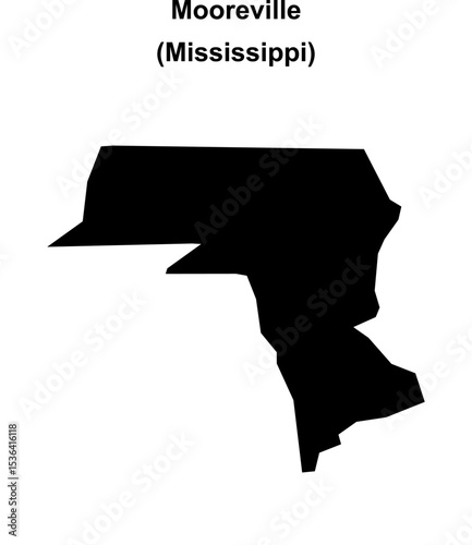 Mooreville (Mississippi) blank outline map