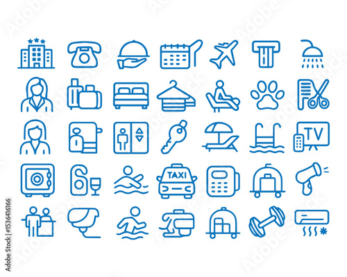 Hotel web icons set