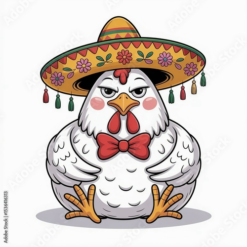 chicken in mexican sombrero cartoon 