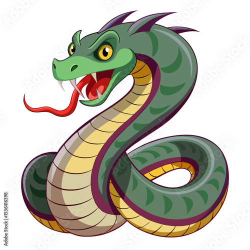 green dragon with a snake