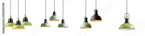 Assortment of modern industrial style pendant lamps