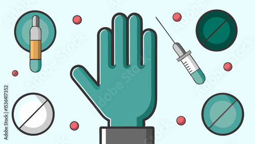 Say No to Drugs Illustration of Hand Rejecting Medication