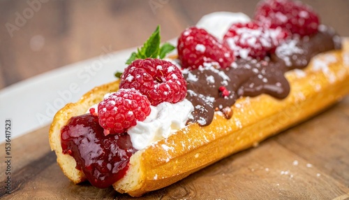 Cake with berries and cream