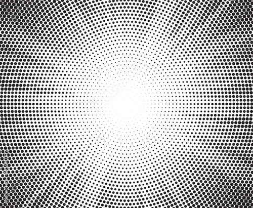 Halftone gradient sun rays pattern. Abstract halftone vector dots background. monochrome dots pattern. Vector background in comic book style with sunburst rays and halftone. Retro pop art design.