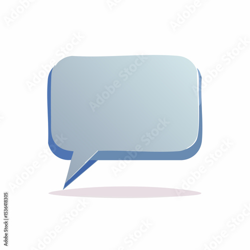 A light-blue speech bubble, blank, ready for text, 3D style, simple design.