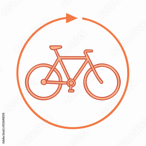 A bicycle icon within a circular arrow, representing cycling and movement.