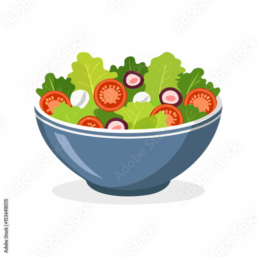 A vibrant illustration of a fresh salad bowl, ready to eat.