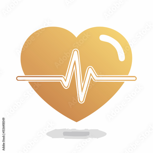 Golden heart with a healthy heartbeat graphic, representing wellness and cardiac health.