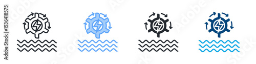 Hydropower Icon Set Multiple Style. Design In Outline, Blue, Glyph, Dualtone