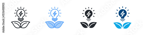 Bio Energy Icon Set Multiple Style. Design In Outline, Blue, Glyph, Dualtone