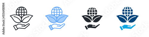 Environmentally Icon Set Multiple Style. Design In Outline, Blue, Glyph, Dualtone