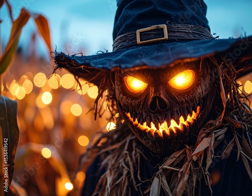 Scary scarecrow at dusk