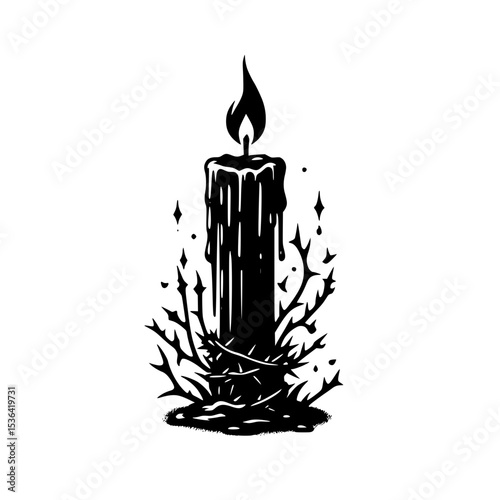 burning candle on a black background