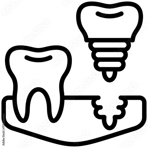 Dental implant icon for dental, website, application, printing, document, poster design, etc