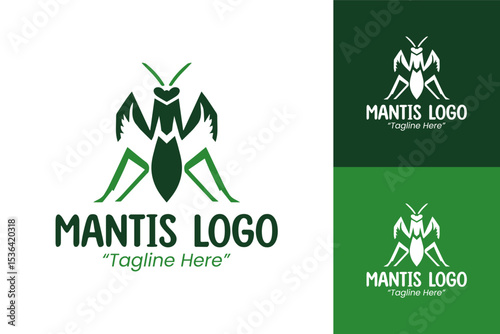 Creative Mantis Logo for Business Branding with Green and Elegant Design