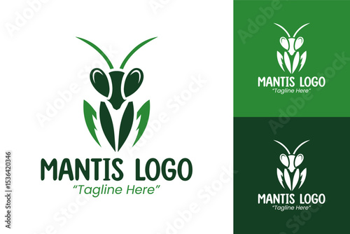 Stylish Mantis Logo in Green for Corporate Branding and Professional Identity
