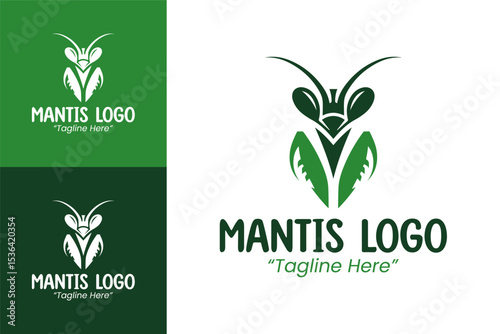 Customizable Mantis Logo in Green and Black for Professional Branding