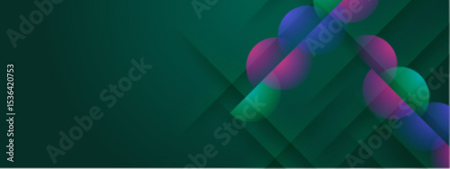 Overlapping translucent circles on a dark green background. Suitable for abstract designs, technology concepts, futuristic themes, web backgrounds.