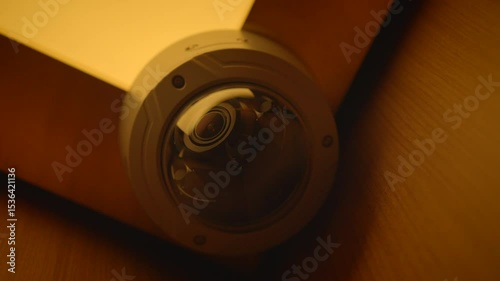 A Surveillance Camera is Expertly Mounted in a Modern Urban Environment for Security Needs