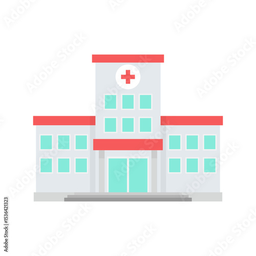 hospital building flat vector icon illustration