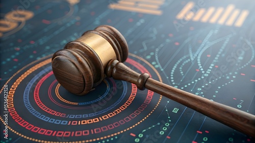 Navigating the future of law with a gavel amidst digital data streams ensuring justice in the age of information with