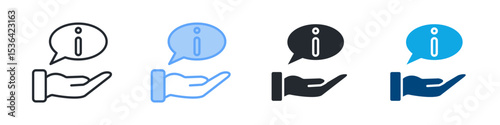 Information Icon Set Multiple Style. Design In Outline, Blue, Glyph, Dualtone