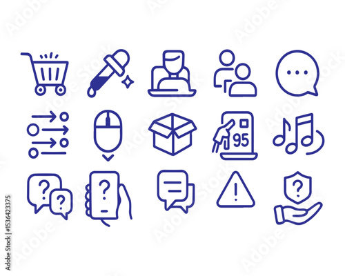 Message, Rule and Protection shield line icons pack