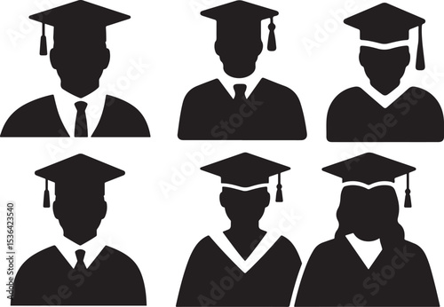 Four Silhouette Icons of Graduating Students