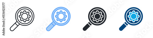 Search Icon Set Multiple Style. Design In Outline, Blue, Glyph, Dualtone