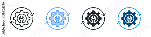 Maintenance Icon Set Multiple Style. Design In Outline, Blue, Glyph, Dualtone