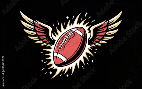 American football with wings design graphic