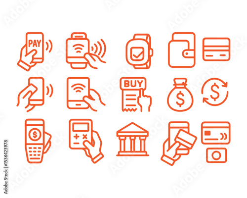 Payment. Linear icon set