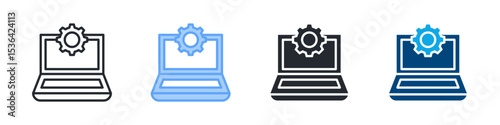 Setting Icon Set Multiple Style. Design In Outline, Blue, Glyph, Dualtone