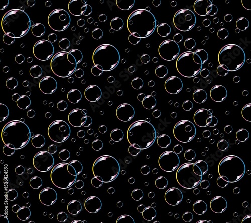 A seamless background with flight of soap bubbles.
