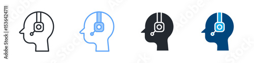 Assistance Icon Set Multiple Style. Design In Outline, Blue, Glyph, Dualtone