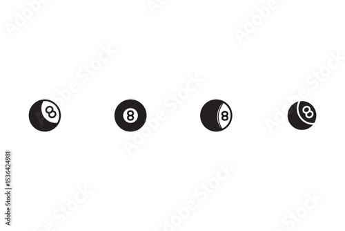 Billiards 8-ball pool flat vector icon sheet for sports apps and websites
