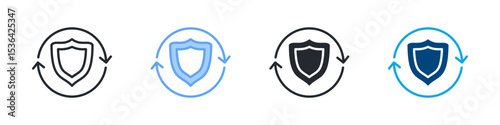 Renewal Icon Set Multiple Style. Design In Outline, Blue, Glyph, Dualtone